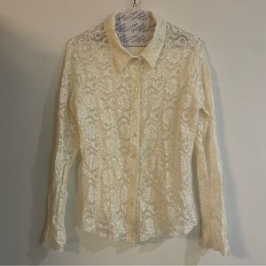 Harlow Lace Button-Down Blouse - Cream